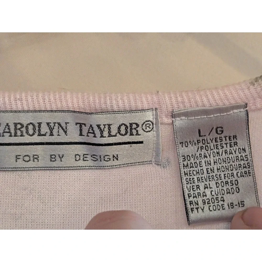 Carolyn Taylor Pink Floral Button Front Short Sleeve Top Size Large - Picture 3 of 3